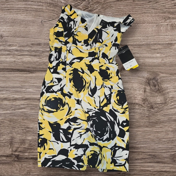 Sharagano Black and Yellow Floral Mini Dress - Picture 8 of 8